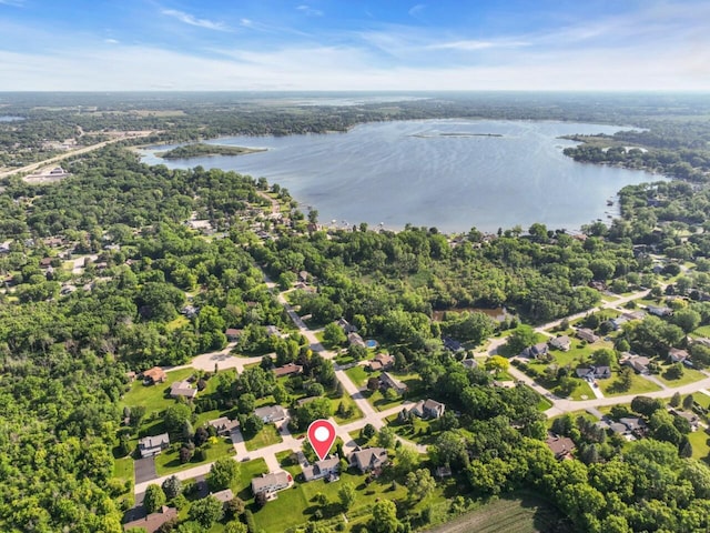 26317 Dukleth Dr, Waterford, WI 53185 - aerial overview of property's location with a large body of water and a forest