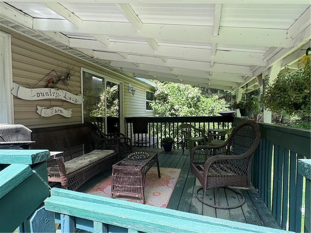 733 W Old Highway 54, Pittsville, WI 54466 - wooden terrace featuring an outdoor living space