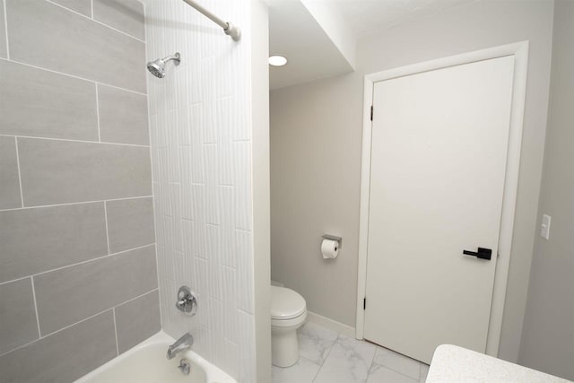 4201 Janick Cir, Stevens Point, WI 54481 - bathroom with marble look tiles and shower / washtub combination