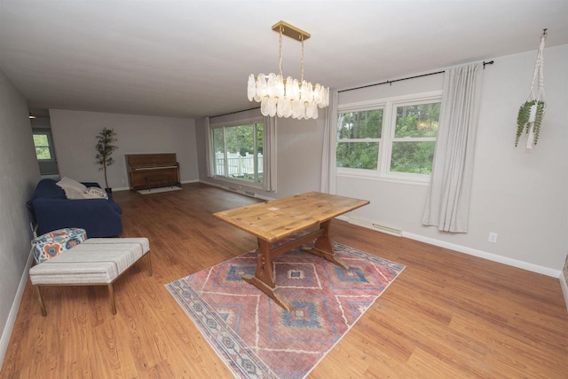 4201 Janick Cir, Stevens Point, WI 54481 - dining space featuring wood finished floors, a chandelier, and plenty of natural light