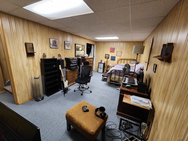 584 N Wisconsin St, Berlin, WI 54923 - carpeted office space with a drop ceiling and wooden walls
