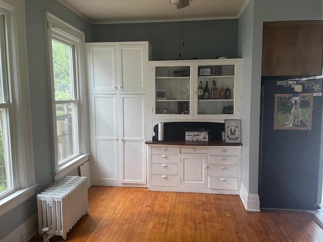 840 Lincoln Blvd, Manitowoc, WI 54220 - bar with radiator heating unit, light wood-style flooring, and ornamental molding