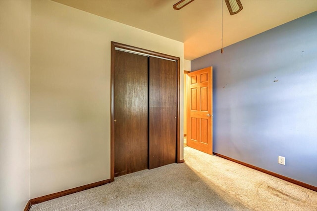 1981 Jan Ave, Waukesha, WI 53188 - unfurnished bedroom featuring a closet, carpet flooring, and ceiling fan