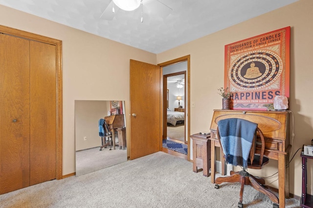 1001 W Taylor St, Appleton, WI 54914 - carpeted home office featuring ceiling fan