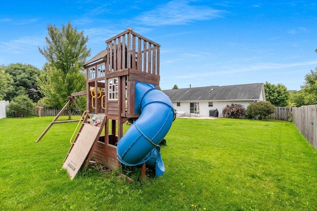 2847 Virgo Rd, Green Bay, WI 54311 - view of jungle gym with a fenced backyard