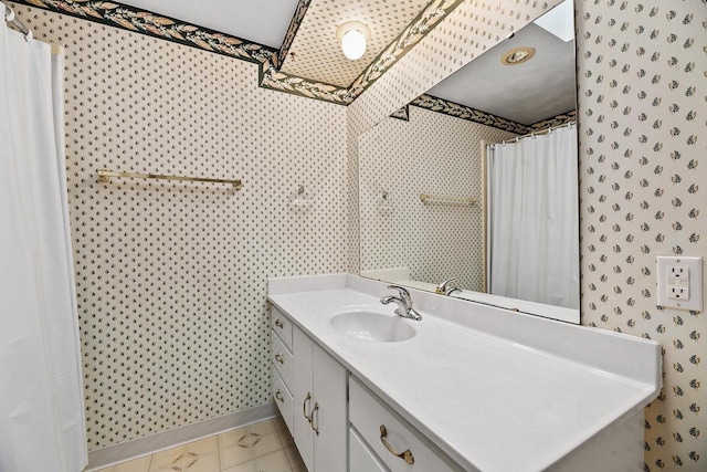 9315 N Shore Dr, Harshaw, WI 54529 - bathroom featuring wallpapered walls and vanity