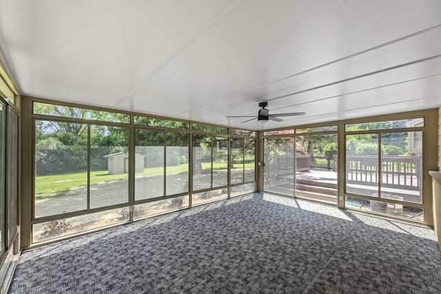 6101 W Edgerton Ave, Greendale, WI 53129 - unfurnished sunroom with ceiling fan
