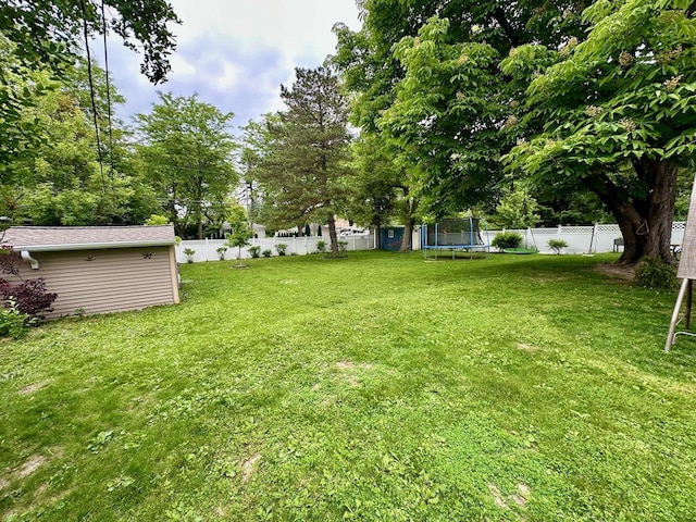 5510 W Luebbe Ln, Milwaukee, WI 53223 - fenced backyard with a trampoline