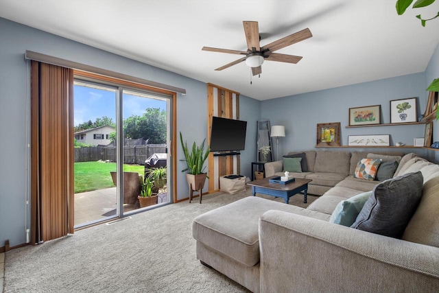 7939 32nd Ave, Kenosha, WI 53144 - carpeted living room with a ceiling fan and baseboards