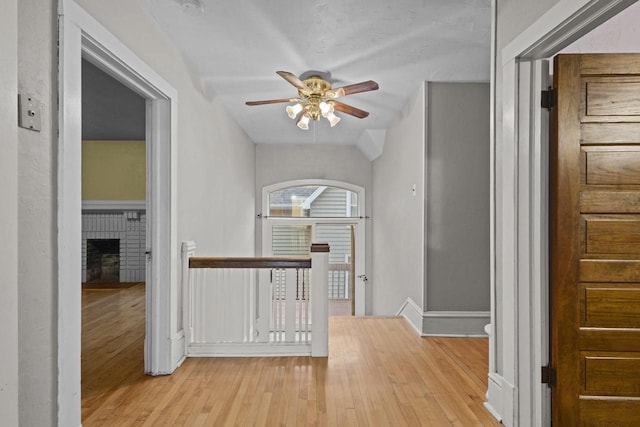 928 Emilie St, Green Bay, WI 54301 - hall with light wood-style floors and an upstairs landing