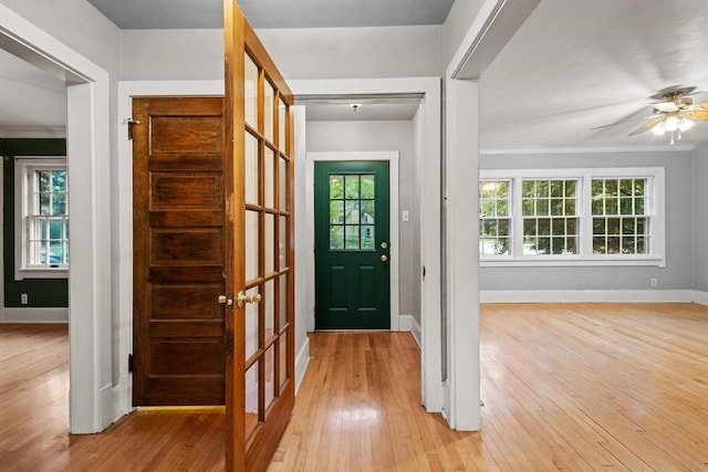 928 Emilie St, Green Bay, WI 54301 - foyer entrance featuring light wood-style flooring, healthy amount of natural light, and a ceiling fan
