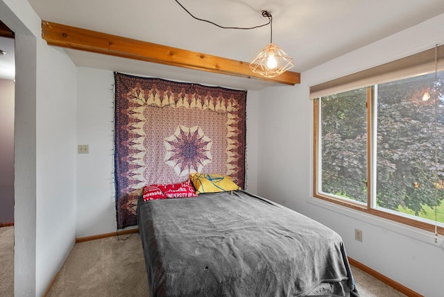 3987 Elaines Way, Slinger, WI 53086 - bedroom with carpet floors and beamed ceiling
