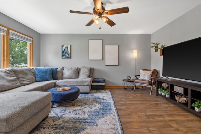 10822 W Derby Ave, Wauwatosa, WI 53225 - living room featuring wood finished floors and ceiling fan