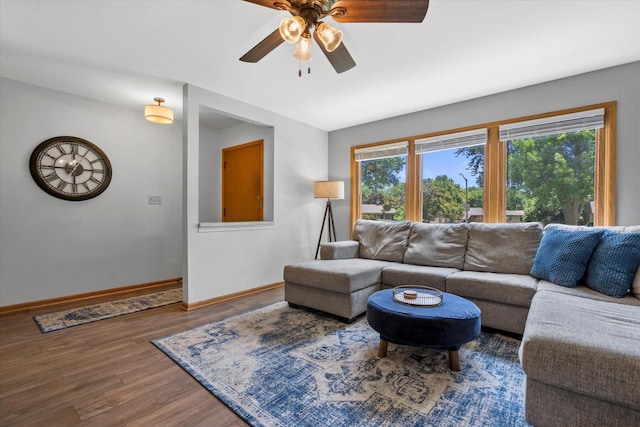 10822 W Derby Ave, Wauwatosa, WI 53225 - living area with plenty of natural light, wood finished floors, and ceiling fan
