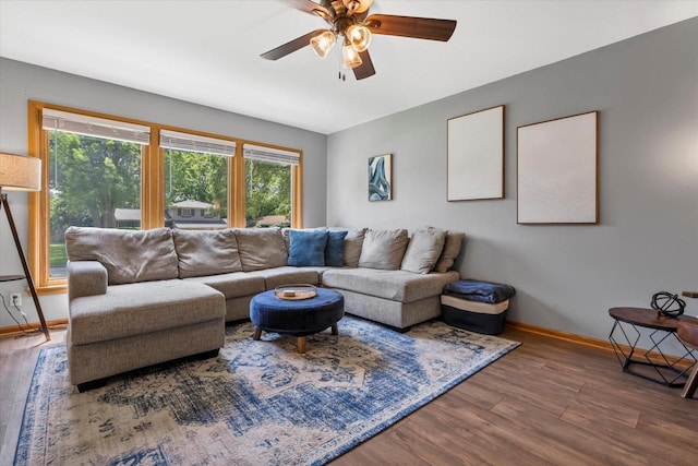 10822 W Derby Ave, Wauwatosa, WI 53225 - living room featuring wood finished floors and ceiling fan