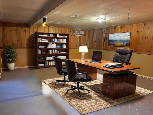 9035 W Burdick Ave, Milwaukee, WI 53227 - home office featuring wooden walls and concrete floors