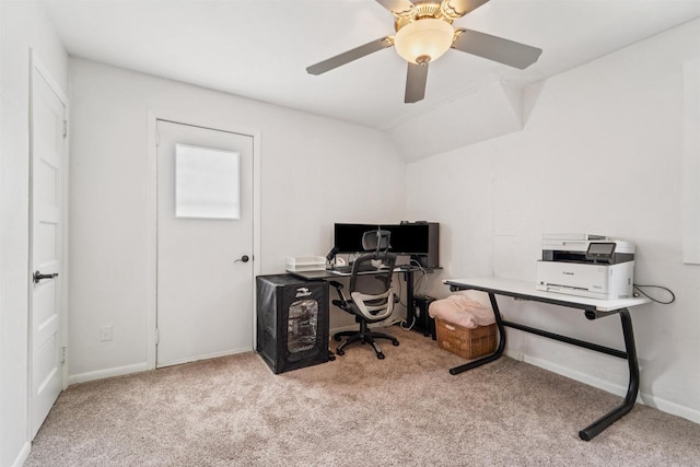 266 E 10th St, Fond Du Lac, WI 54935 - carpeted home office with ceiling fan and vaulted ceiling
