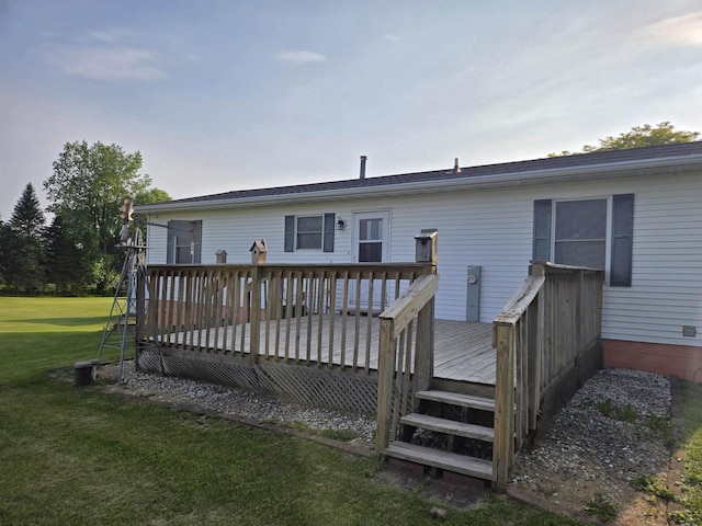 8519 Pigeon Lake Rd, Valders, WI 54245 - rear view of house with a lawn and a wooden deck
