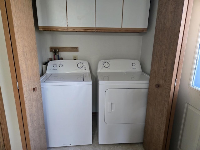 8519 Pigeon Lake Rd, Valders, WI 54245 - laundry room featuring independent washer and dryer and cabinet space