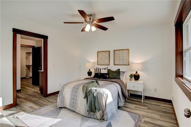 1724 Dorret Rd, Eau Claire, WI 54703 - bedroom featuring wood finished floors and ceiling fan