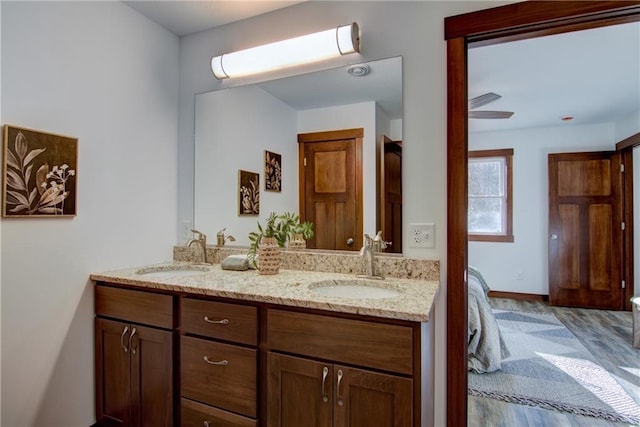 1724 Dorret Rd, Eau Claire, WI 54703 - full bath featuring double vanity and baseboards