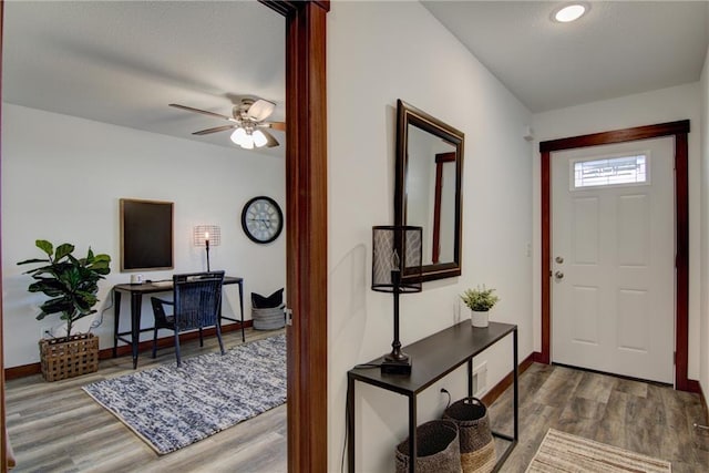 1724 Dorret Rd, Eau Claire, WI 54703 - foyer with dark wood-type flooring and a ceiling fan