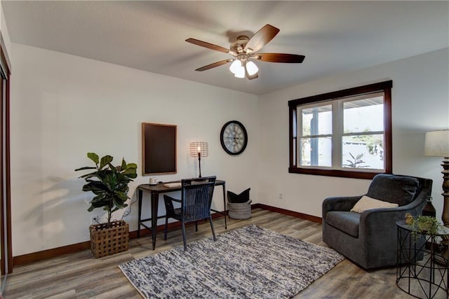 1724 Dorret Rd, Eau Claire, WI 54703 - office area with wood finished floors and ceiling fan