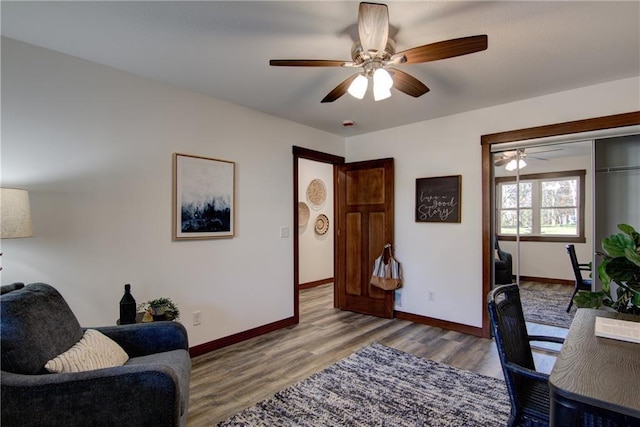 1724 Dorret Rd, Eau Claire, WI 54703 - office area with wood finished floors and a ceiling fan