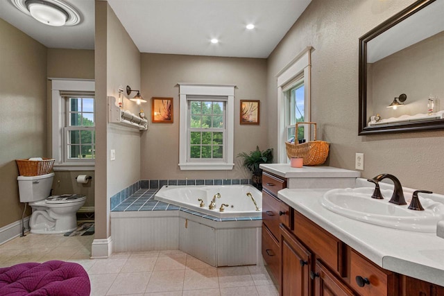 704 Sandy Pines Ct, Redgranite, WI 54970 - full bath featuring a whirlpool tub, vanity, and tile patterned floors