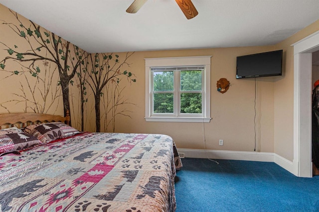704 Sandy Pines Ct, Redgranite, WI 54970 - carpeted bedroom with baseboards and ceiling fan