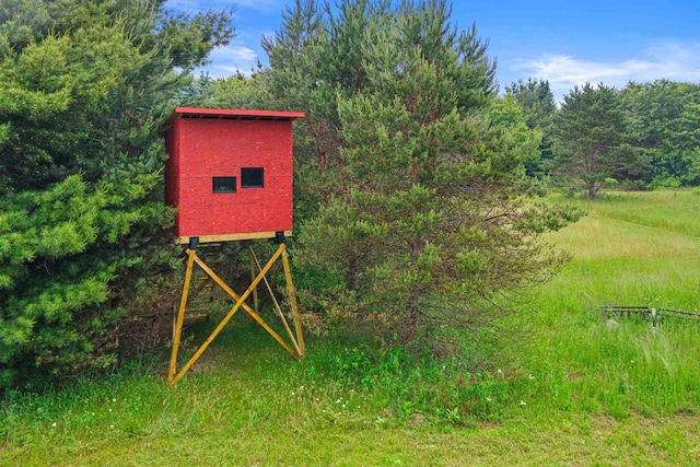 704 Sandy Pines Ct, Redgranite, WI 54970 - view of outbuilding with a wooded view