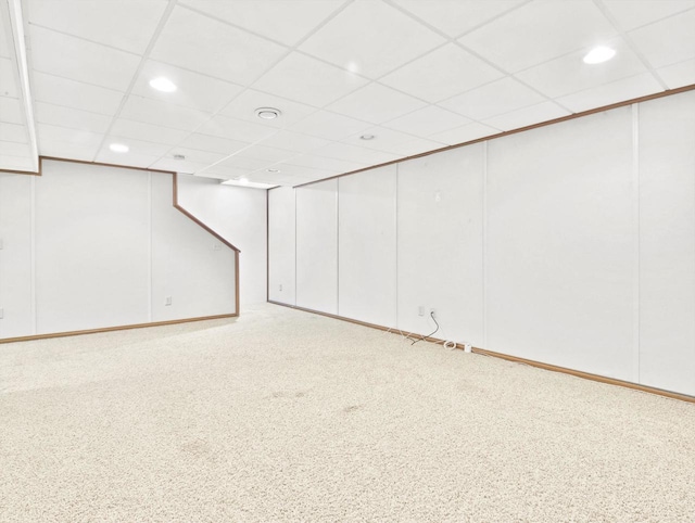 4315 Tanglewood Dr, Janesville, WI 53546 - finished basement featuring a paneled ceiling, recessed lighting, and carpet