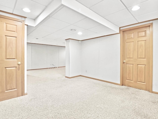4315 Tanglewood Dr, Janesville, WI 53546 - finished basement with carpet, a paneled ceiling, and recessed lighting