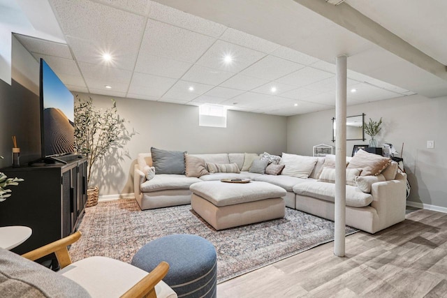 235 Jasper Ln, Waukesha, WI 53188 - living room featuring wood finished floors, recessed lighting, and a drop ceiling