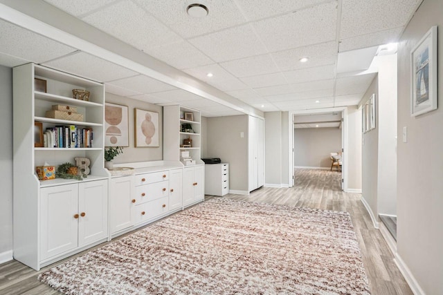 235 Jasper Ln, Waukesha, WI 53188 - hallway featuring light wood-style flooring, recessed lighting, and a drop ceiling