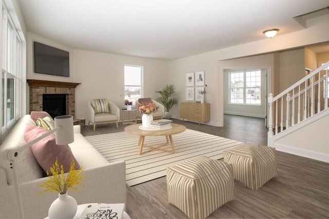 415 Kensington Ct Unit Lt128Adams, Williams Bay, WI 53191 - living room featuring plenty of natural light, stairway, and wood finished floors