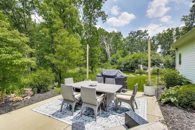 9335 223rd Ave, Salem, WI 53168 - view of patio with area for grilling, outdoor dining area, and view of wooded area
