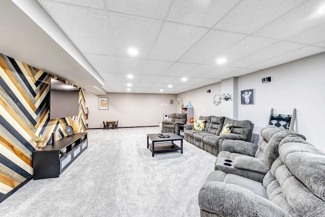 582 Clay St, Wrightstown, WI 54180 - carpeted living room featuring recessed lighting and a drop ceiling