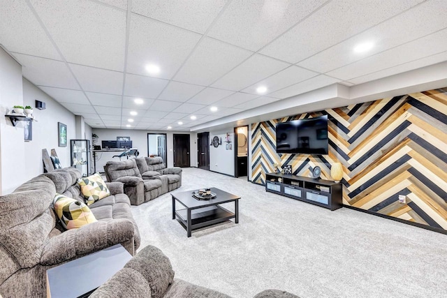 582 Clay St, Wrightstown, WI 54180 - living area featuring carpet, recessed lighting, and a drop ceiling