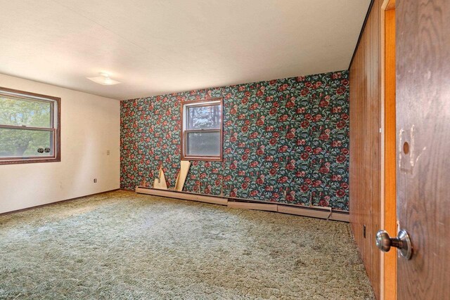 1490 Fernando Dr, Ashwaubenon, WI 54115 - empty room with wallpapered walls, healthy amount of natural light, and carpet flooring