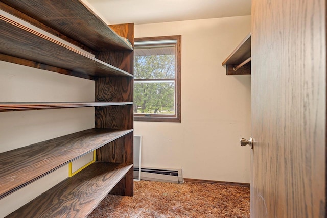1490 Fernando Dr, Ashwaubenon, WI 54115 - walk in closet featuring baseboard heating and carpet flooring