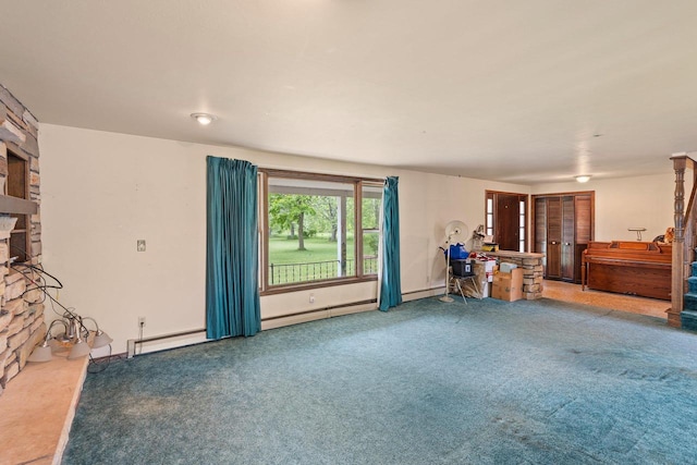 1490 Fernando Dr, Ashwaubenon, WI 54115 - unfurnished living room with carpet, a baseboard heating unit, and a baseboard radiator