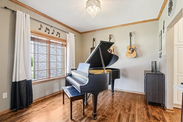 13745 W Park Central Blvd, New Berlin, WI 53151 - living area featuring wood finished floors, a chandelier, healthy amount of natural light, and ornamental molding