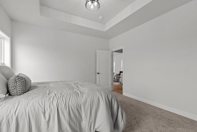 2061 White Dove Ln, Kaukauna, WI 54130 - carpeted bedroom with a tray ceiling and baseboards