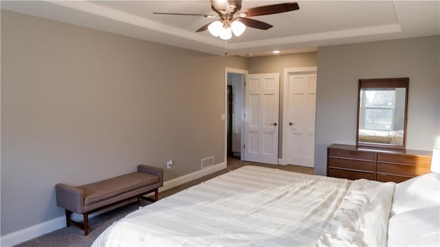 406 S Birch St, Marshfield, WI 54449 - carpeted bedroom featuring a raised ceiling and a ceiling fan
