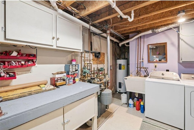 62405 Delta Lake Rd, Iron River, WI 54847 - unfinished below grade area featuring washing machine and dryer and electric water heater