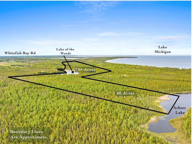 4721 Lake Of The Woods Rd, Sturgeon Bay, WI 54235 - water view featuring a forest