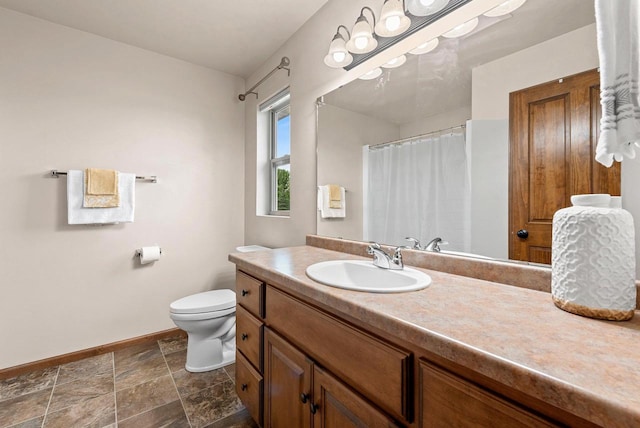 4835 Isabella Cir, Hobart, WI 54155 - bathroom with vanity, stone finish floors, and a shower with curtain