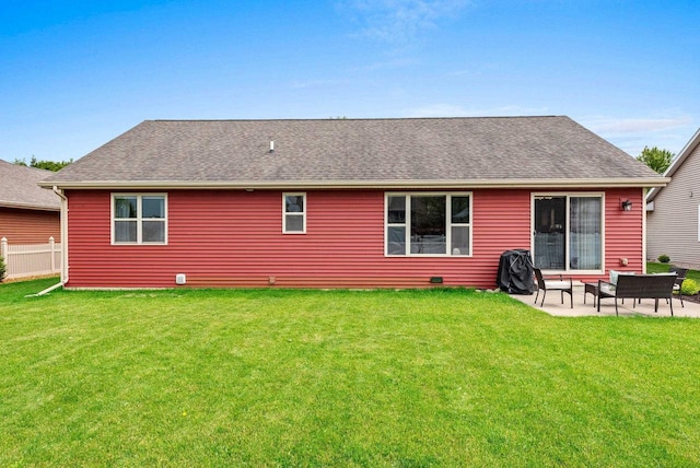 4835 Isabella Cir, Hobart, WI 54155 - rear view of property with a patio area, a yard, and roof with shingles