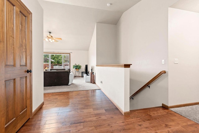 4835 Isabella Cir, Hobart, WI 54155 - corridor with an upstairs landing, lofted ceiling, and wood finished floors